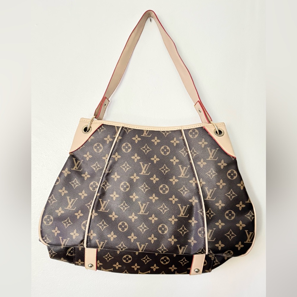 Source Unknown Brown and Cream Monogram Shoulder … - image 3